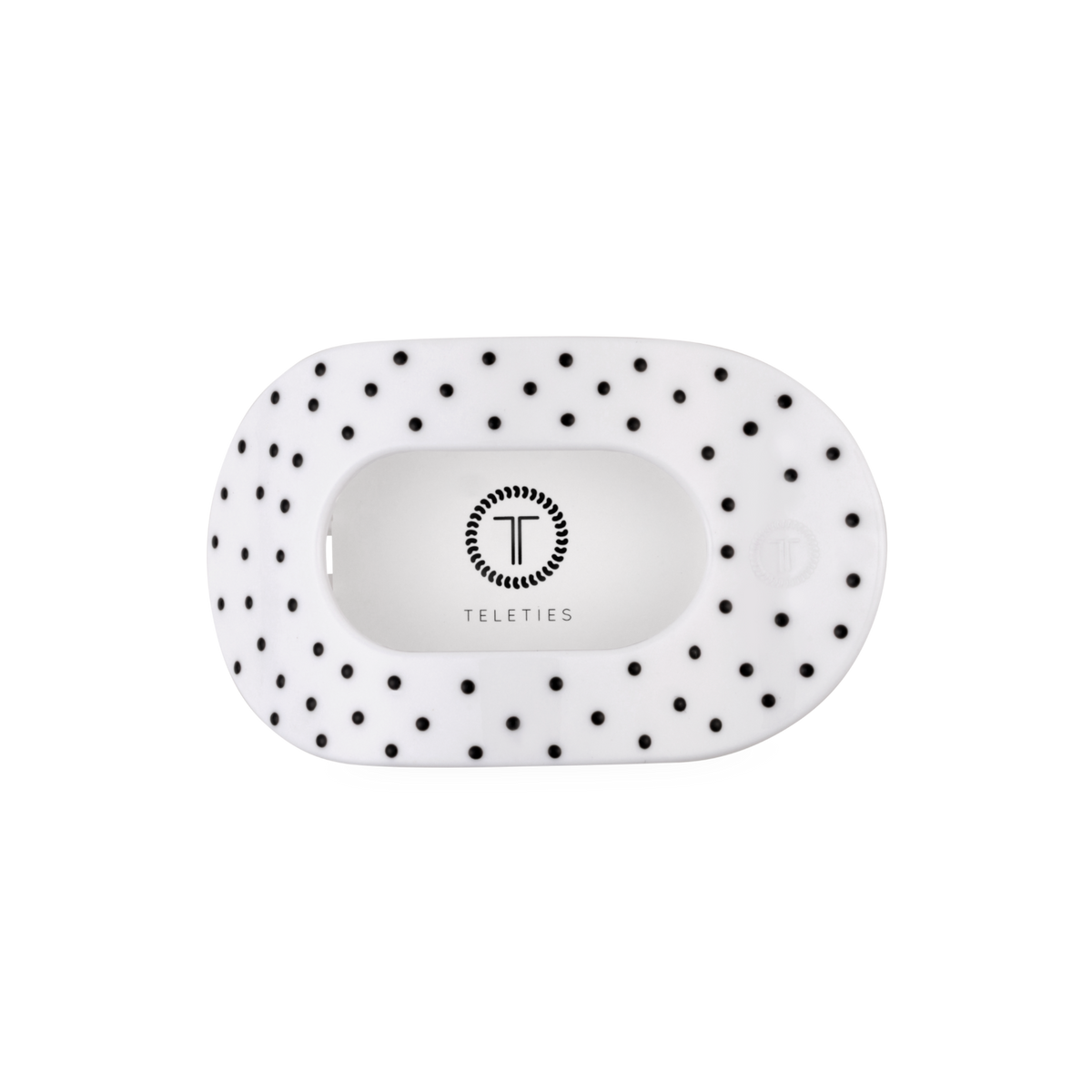 White Polka Dot Party | Medium | Flat Round Hair Clip