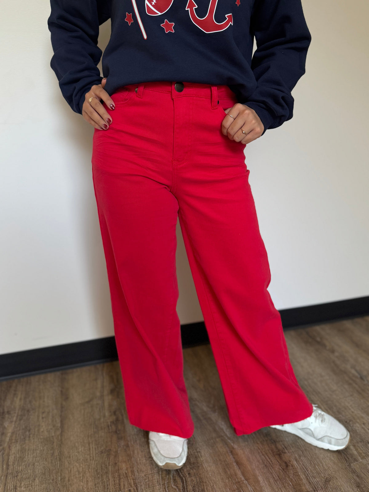 Angelina Red Stretch Twill Pants