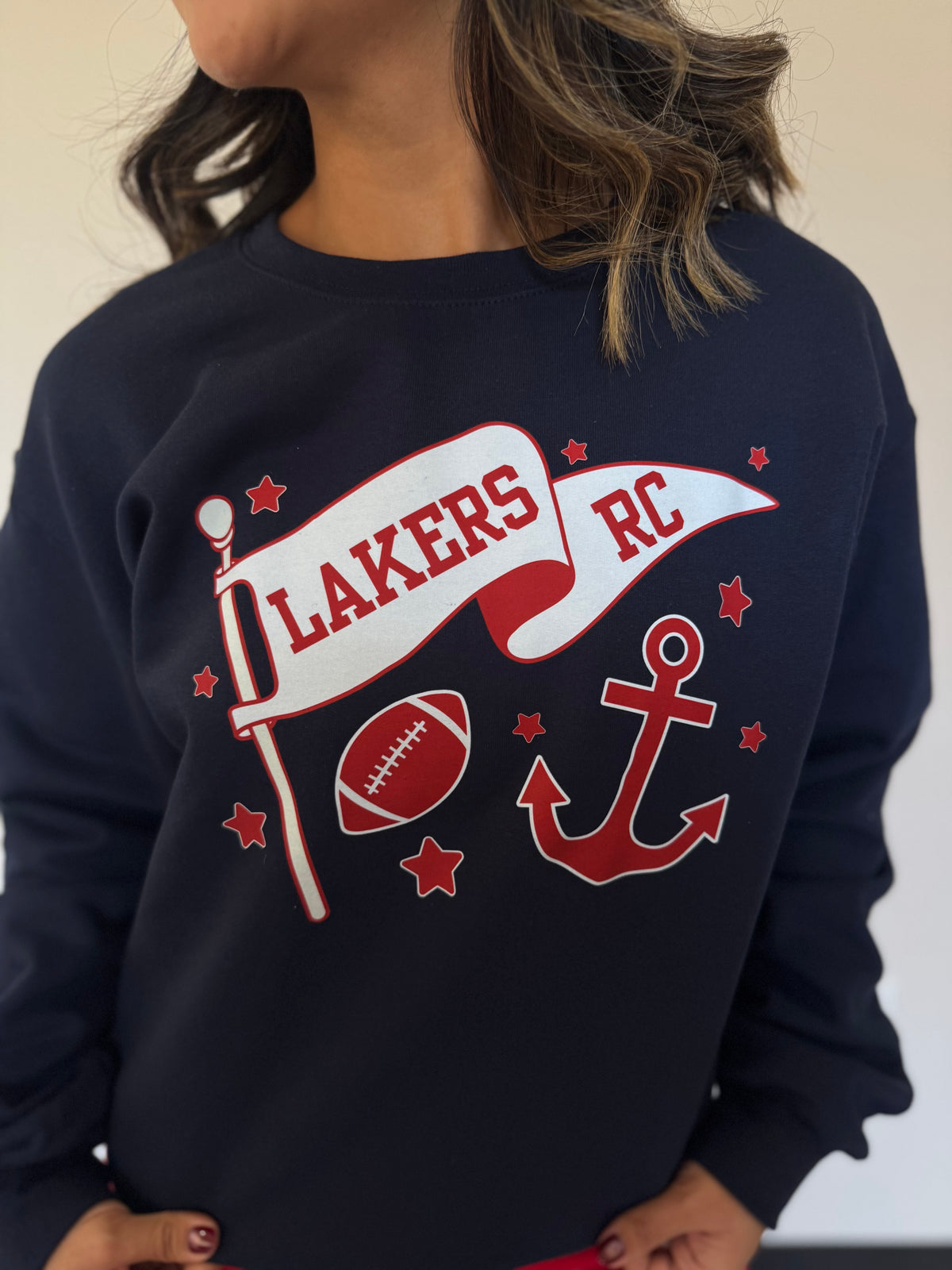 Clara Navy "Lakers/RC" Pennant & Football Design Sweatshirt